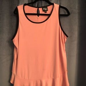 Blush pink with bottom ruffle trimmed in black tank